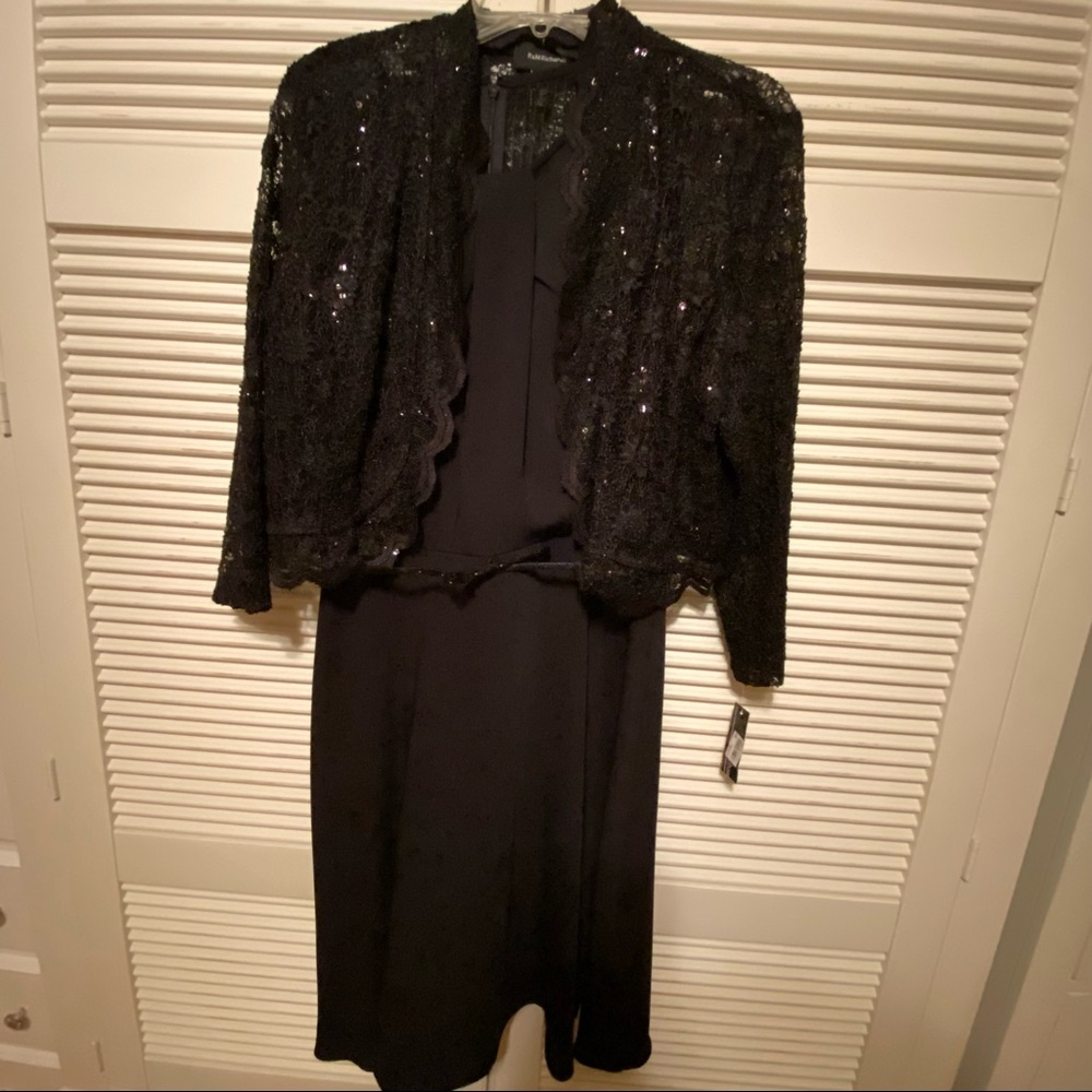 R&M Richards Sleeveless Dress with Lace Jacket